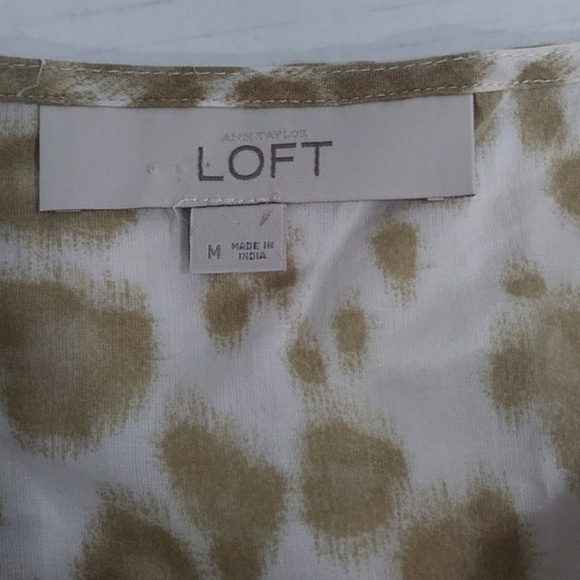 *EUC* Ann Taylor LOFT Cotton Sheer Tan & White Leopard Print Sleeveless Blouse - Picture 6 of 7